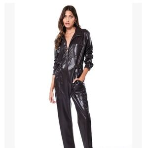 Young fabulous and broke vegan leather jumpsuit